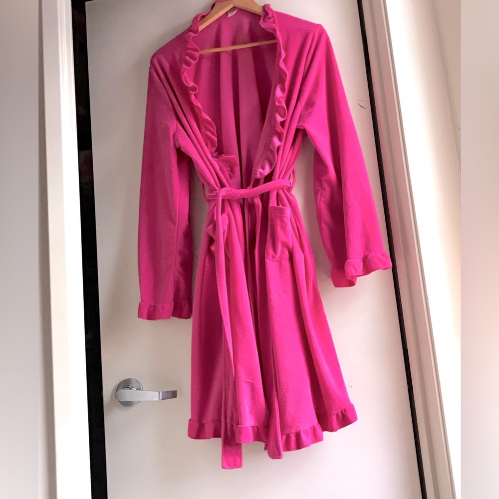 Ulta Beauty Hot Pink Ruffled Fleece Robe - Picture 4 of 4